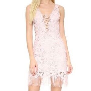 Saylor Elana Lace Up Fringe Dress